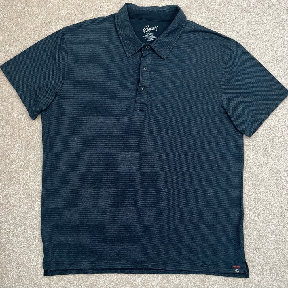 Grayers Polo Shirt Adult XL Black Striped Golf Shirt Casual Preppy Outdoor Men